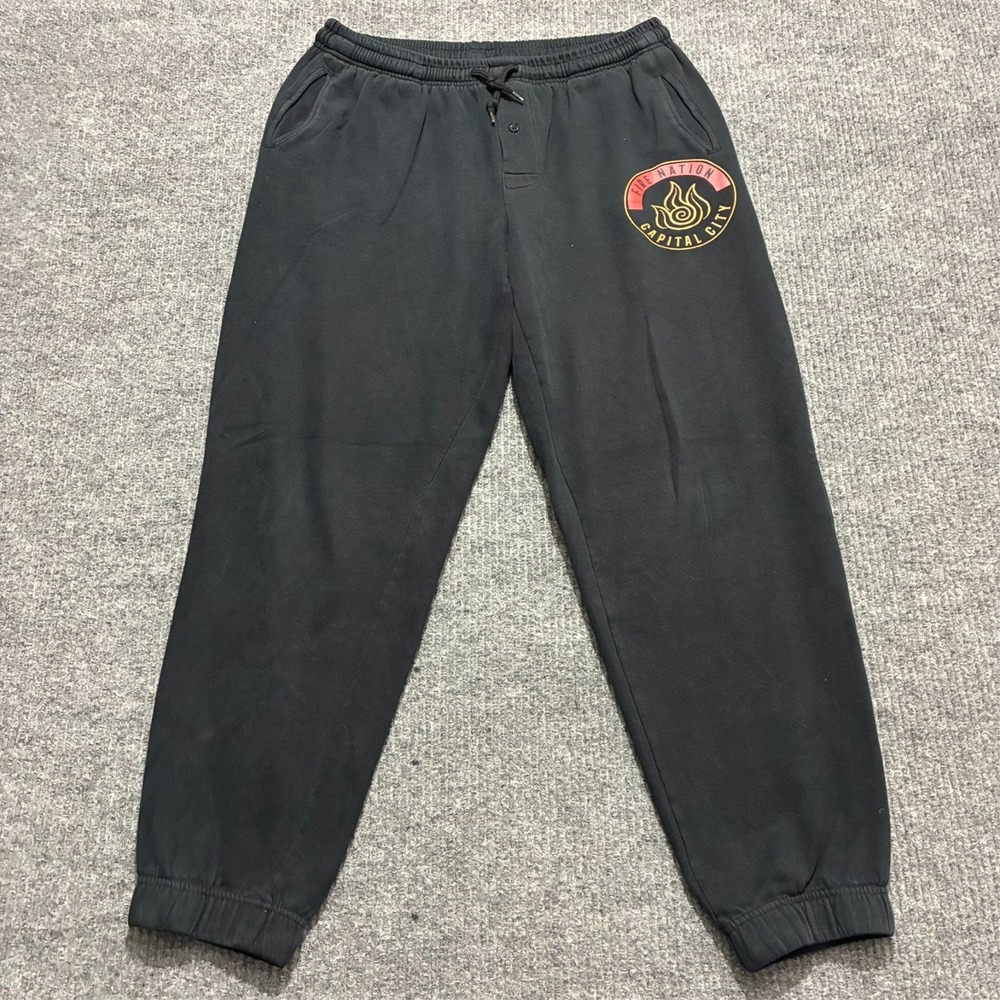 Avatar The Last Airbender Fire Nation Mens Jogger Sweatpants XL Black Fleece